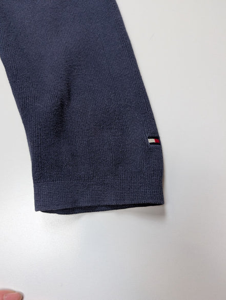 Pull Tommy Hilfiger vintage rare bleu marine col zippé poches homme taille L