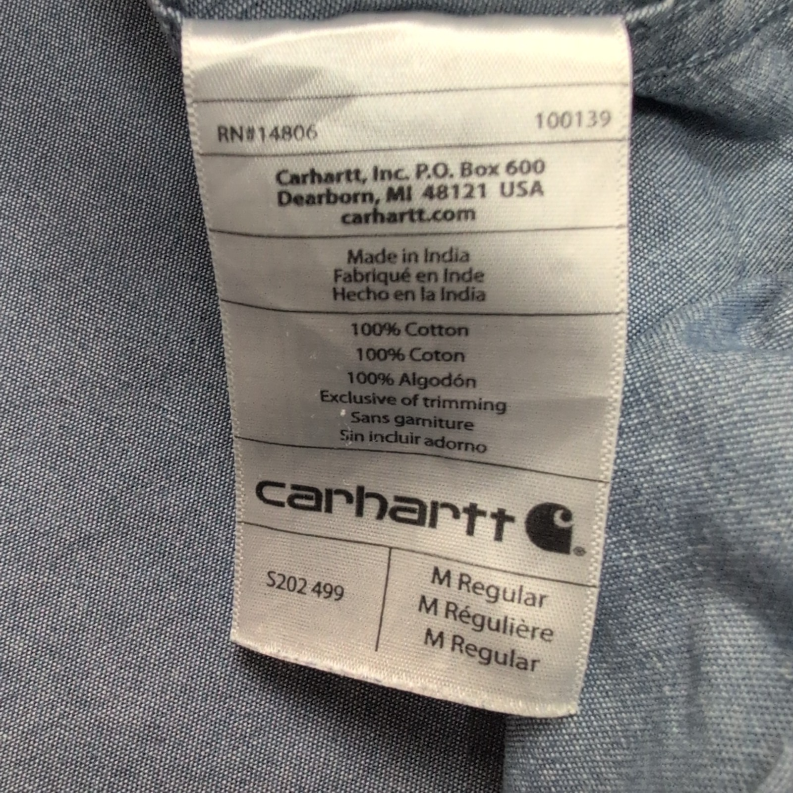 Carhartt Workwear Relaxed Fit Chemise 100% Coton Homme Taille M