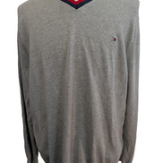 Pull Tommy Hilfiger - Col V - Gris - Taille XL/XXL