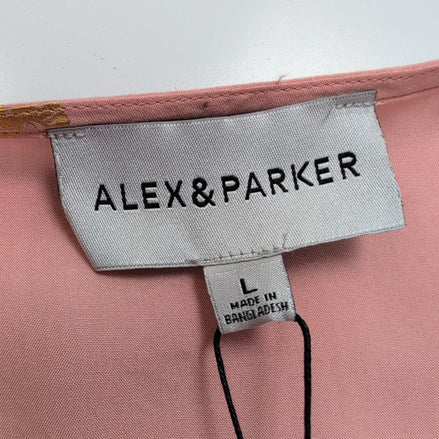 Haut Femme Alex & Parker Taille L Rose Saumon Papillons Dorés Cache-Cœur Neuf