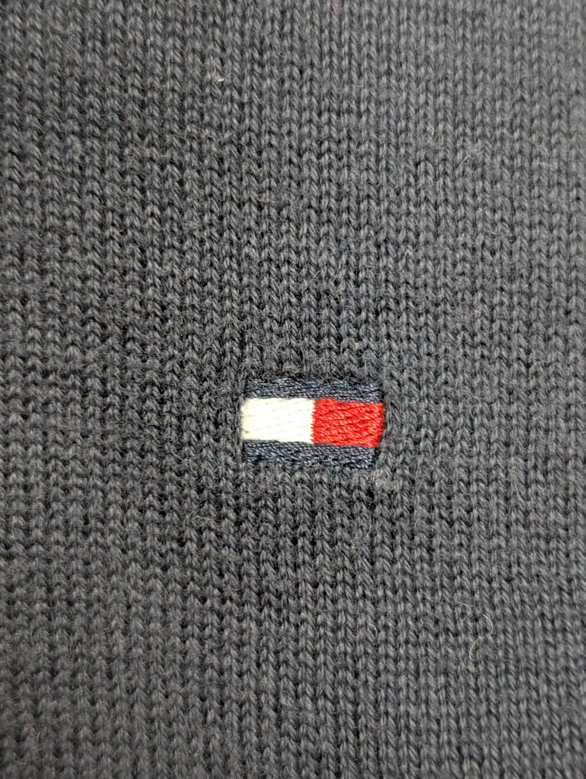 Pull Tommy Hilfiger - Col V - Bleu Marine - Premium Cotton - Taille S