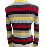 Pull TOMMY HILFIGER Femme Col Montant Maille Côtelée Multicouleurs Taille M