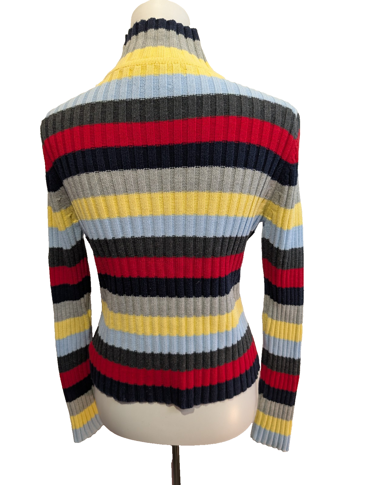 Pull TOMMY HILFIGER Femme Col Montant Maille Côtelée Multicouleurs Taille M