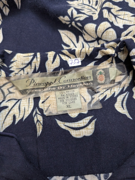 Chemise Hawaïenne Pineapple Connection 100% Rayonne - Marine & Blanc - XL