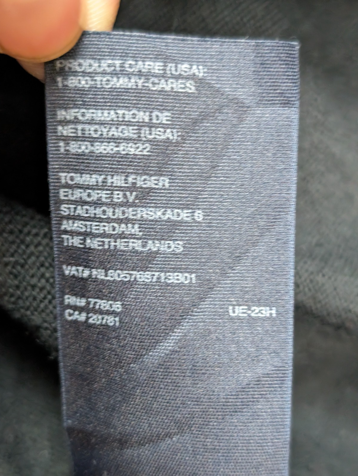 Pull Tommy Hilfiger Homme Col V Noir Coton et Cachemire - Taille XXL