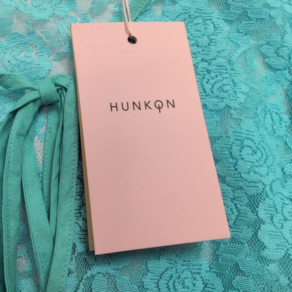 Haut Court Femme HUNKØN XS Dentelle Turquoise Manches Longues Neuf