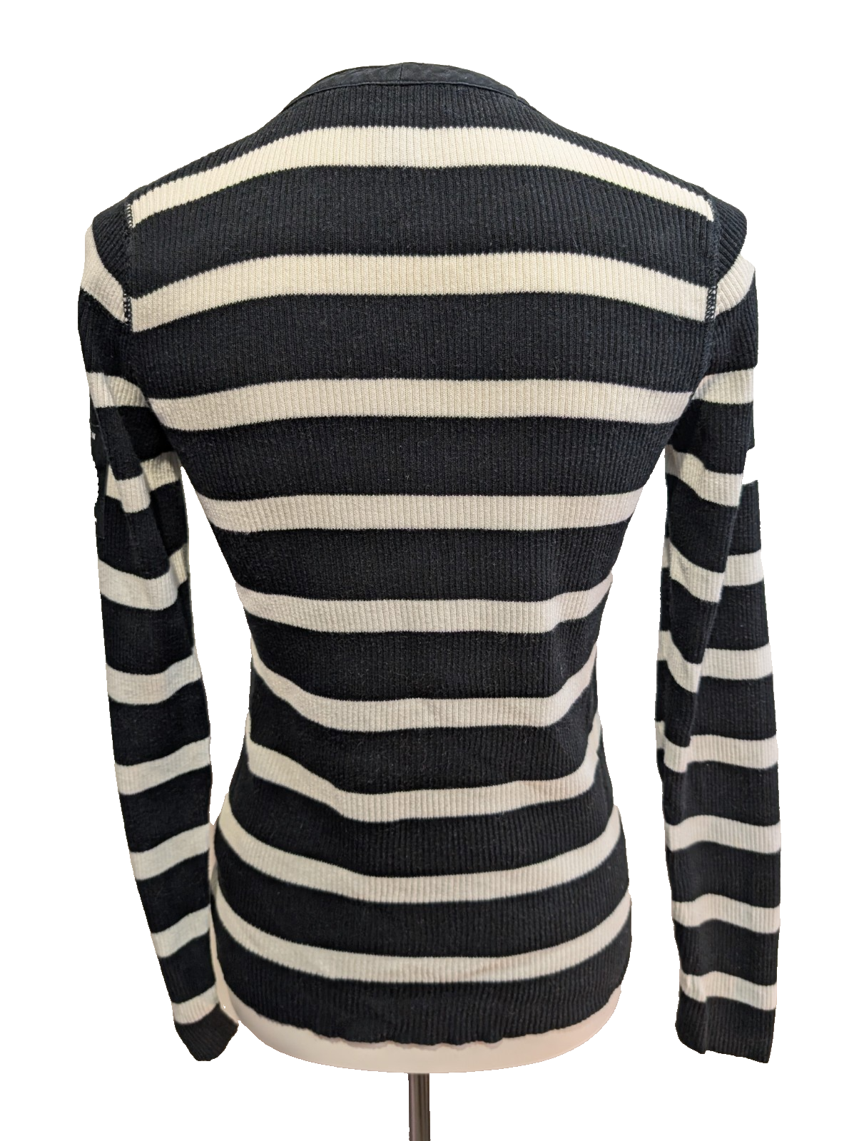 Pull Lauren Ralph Lauren Femme Rayé Noir et Blanc Col Zippé Taille S