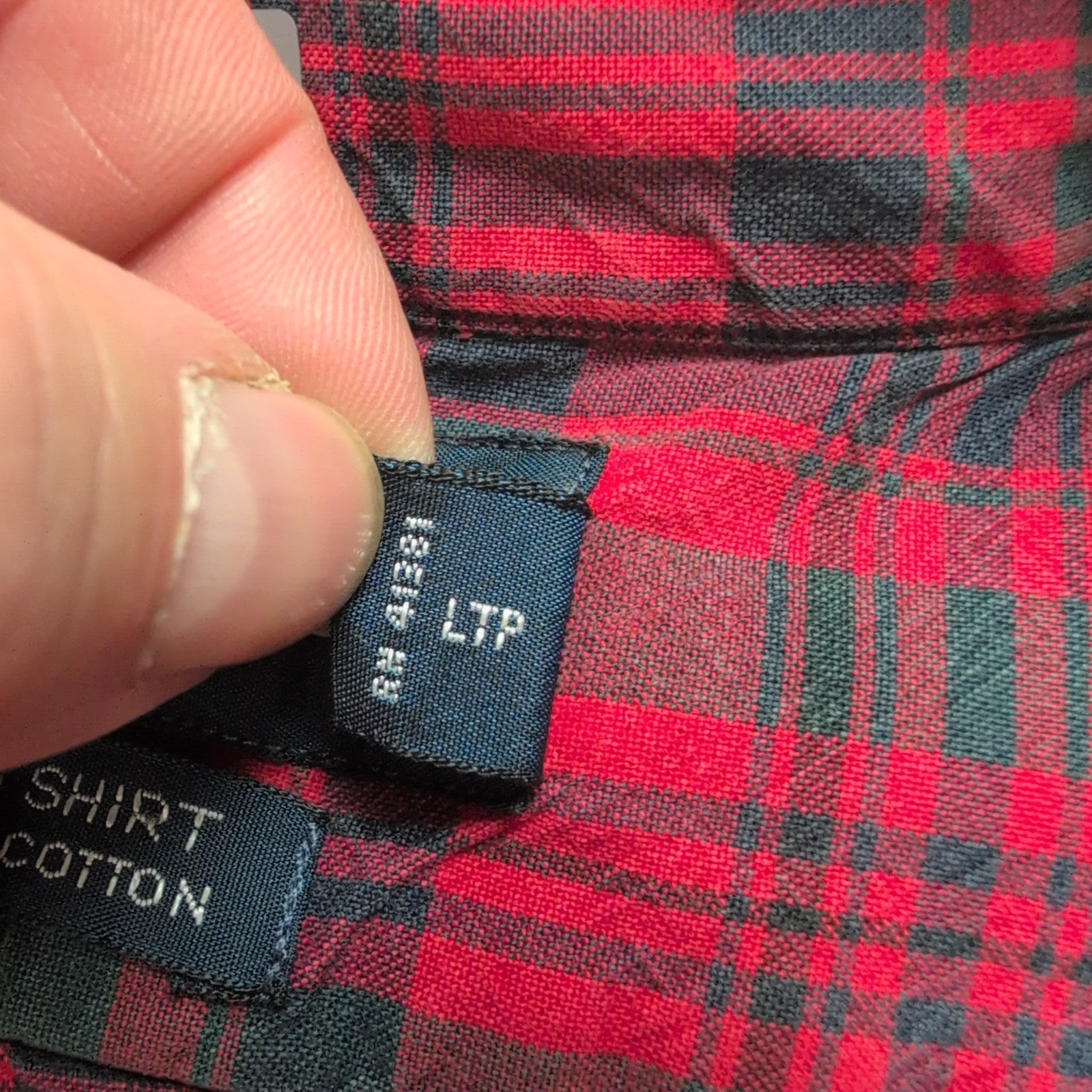 Chemise Ralph Lauren Big Shirt XL carreaux rouge noir logo marine manches longue