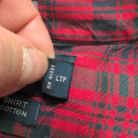 Chemise Ralph Lauren Big Shirt XL carreaux rouge noir logo marine manches longue