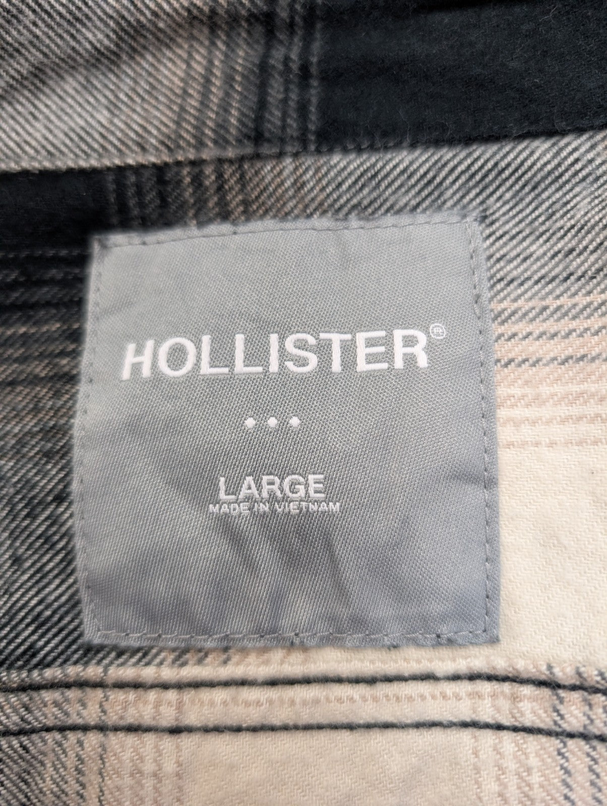 Chemise Flanelle HOLLISTER Homme L Noire Crème Carreaux Ajustée |284S