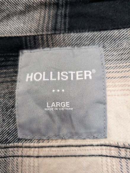 Chemise Flanelle HOLLISTER Homme L Noire Crème Carreaux Ajustée |284S