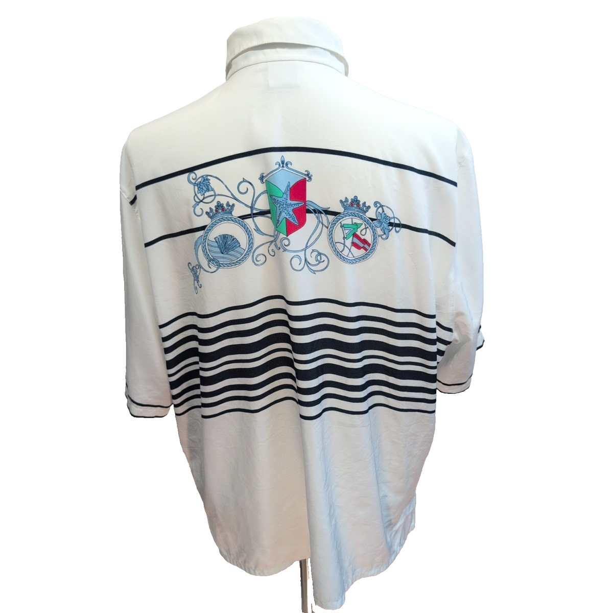 Delmod Chemise Femme Marine Blanche Rayures Nautiques Vintage Taille 42