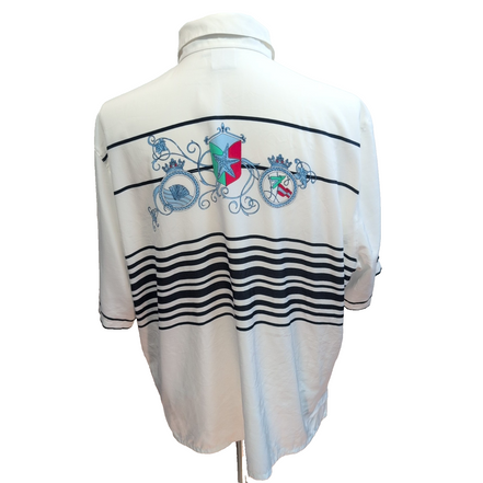 Delmod Chemise Femme Marine Blanche Rayures Nautiques Vintage Taille 42