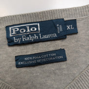 Pull Polo Ralph Lauren Gris Clair Logo Marine Coton Pima - Taille XL - NEUF