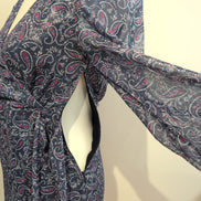 Robe La Redoute 34 Cache-Cœur Bleu Rose Paisley Brillante Neuve