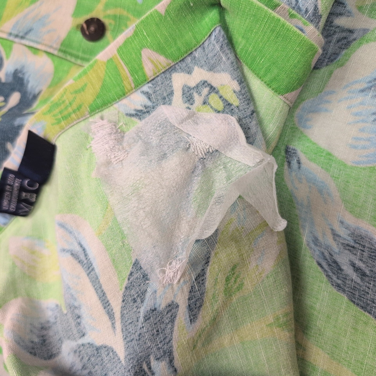 Chemise Hawaïenne Nautica 55% Lin 45% Rayonne Verte Taille L manches courtes