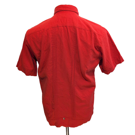 Chemise Hawaïenne Giovinezza S Rouge Cuba Panama Brodée Manches Courtes