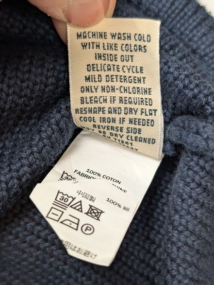 Pull Torsadé L.L. Bean femme Bleu Marine Col Roulé Chaud Taille XL