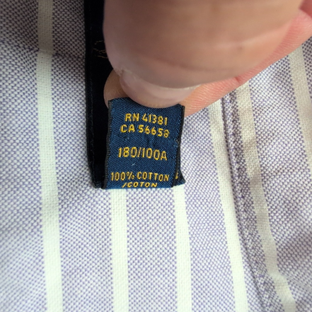 Chemise Ralph Lauren L violet rayures blanc Oxford logo marron coton