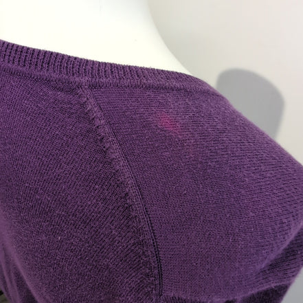Pull Tommy Hilfiger Femme S Violet Aubergine Coton Pima Col V