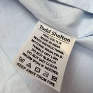 Chemise Todd Shelton L Neuve Étiquette Slim Fit 100% Coton Bleu Unie