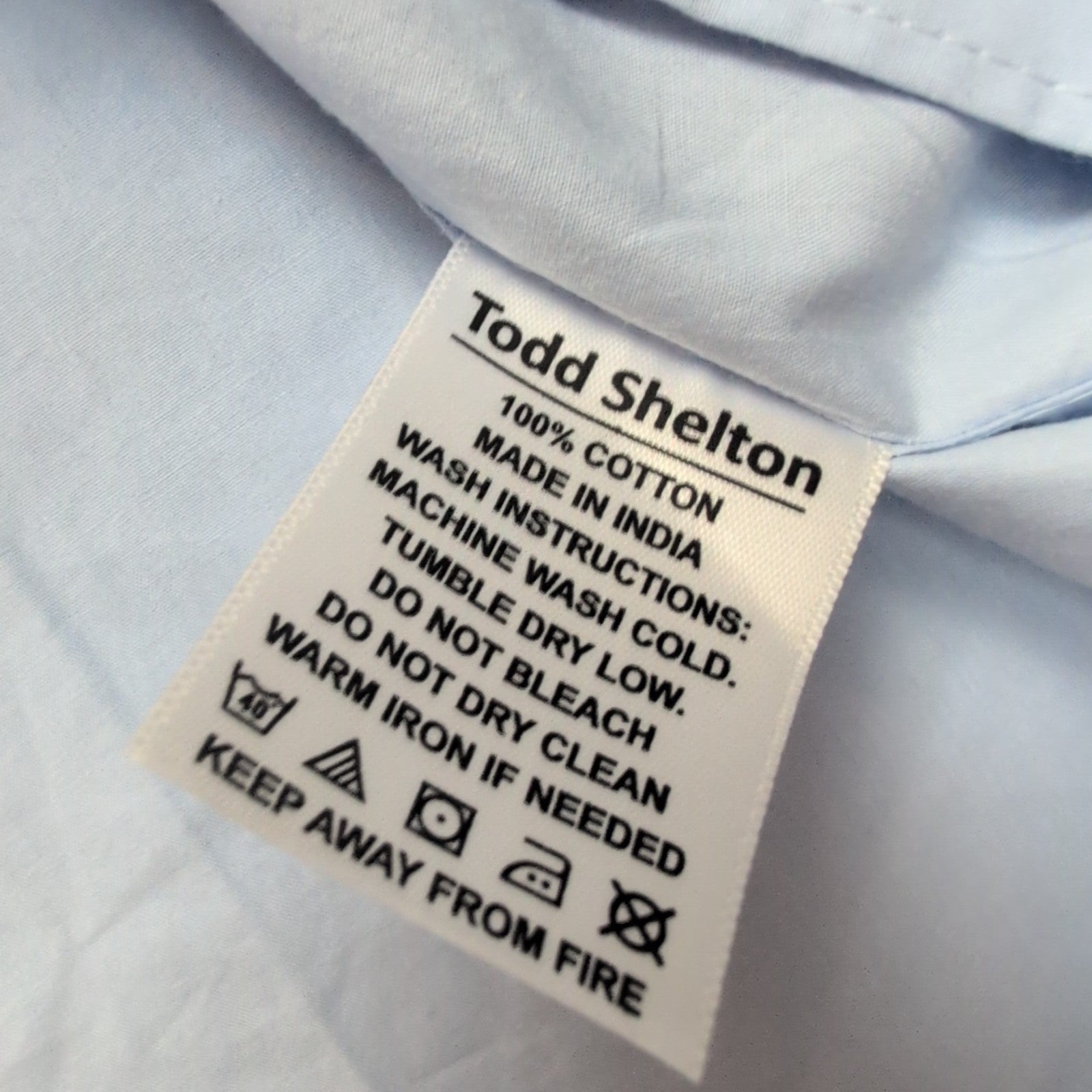 Chemise Todd Shelton L Neuve Étiquette Slim Fit 100% Coton Bleu Unie