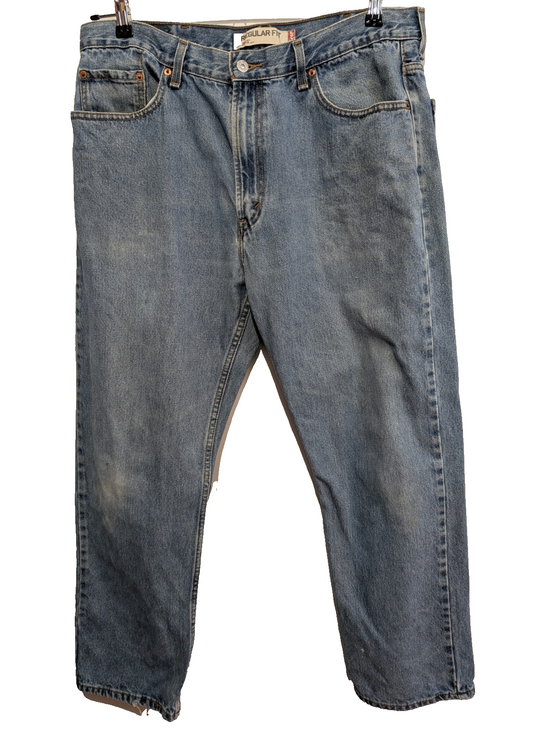 Jean Levi's 505 Regular Fit Vintage Homme W38 L30 Bleu Ciel Denim Light Wash