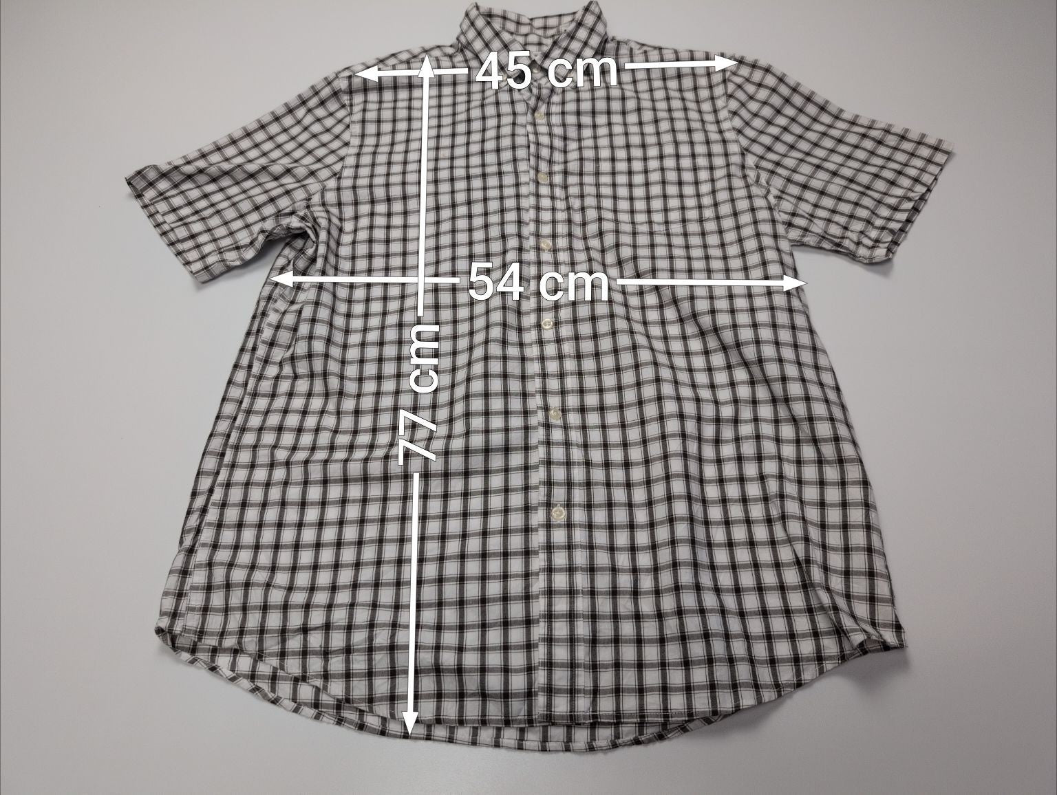 Chemise Chaps manches courtes marron et blanc à carreaux taille L #231msch
