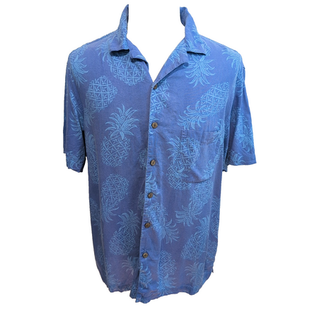 Chemise Hawaïenne Manches Courtes George Lin Ananas Bleu L