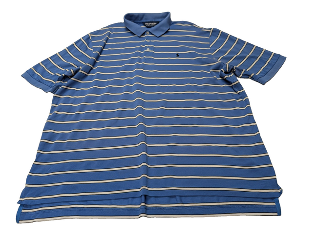 Polo manches courtes Polo Golf Ralph Lauren XL bleu rayures coton Pima