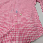 Chemise Polo Ralph Lauren Shirt M L Classic Fit Vichy Rose Stretch Button Down