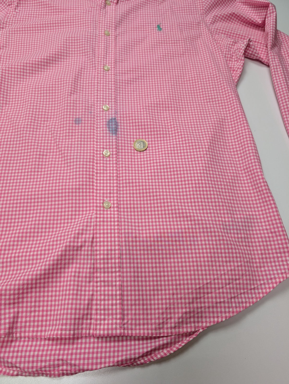 Chemise Polo Ralph Lauren Shirt M L Classic Fit Vichy Rose Stretch Button Down
