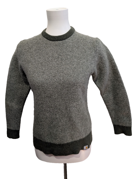 Pull CARHARTT Épais 80% Laine d'Agneau Vert Kaki Femme Taille L (Petit)