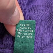 Pull LAUREN Ralph Lauren S violet 100% soie col à volants maille côtelée