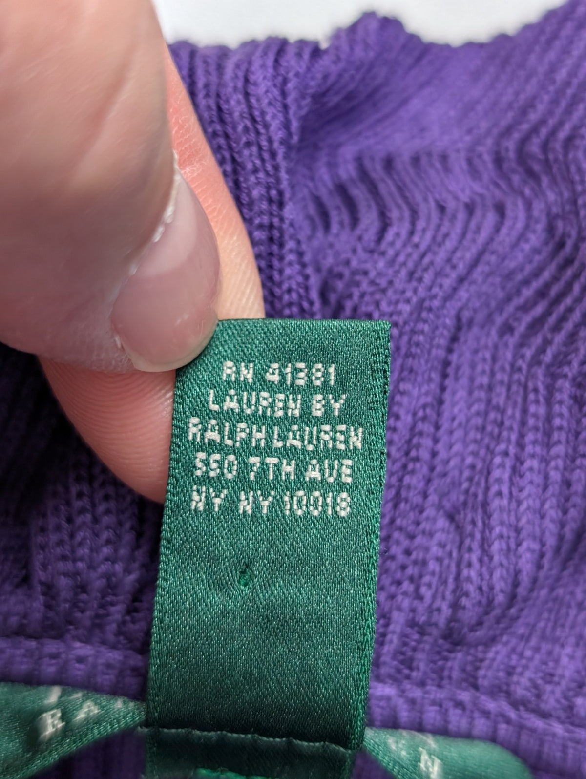 Pull LAUREN Ralph Lauren S violet 100% soie col à volants maille côtelée