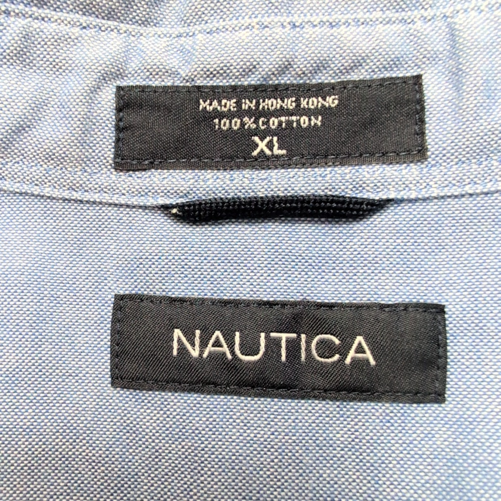 Chemise Nautica XL Bleu Uni Hong Kong 100% Coton manches longues
