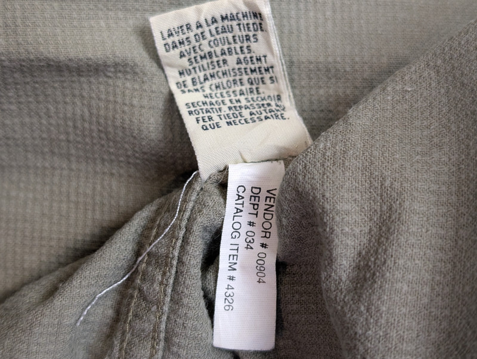 Chemise EDDIE BAUER T.L Velours Quadrillé Kaki 100% Coton Vintage