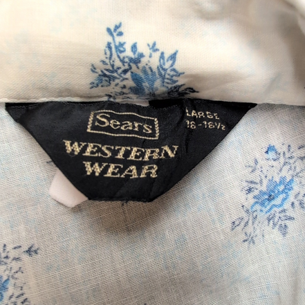 Chemise SEARS Western Vintage Taille L/XL Fleurie Grand Col Pointe