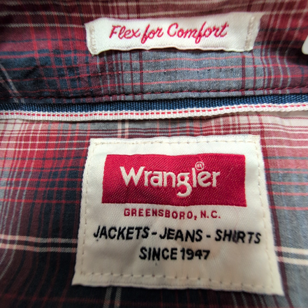 Chemise Wrangler Comfort Flex Stretch à Carreaux Bleu Blanc Rouge Taille M