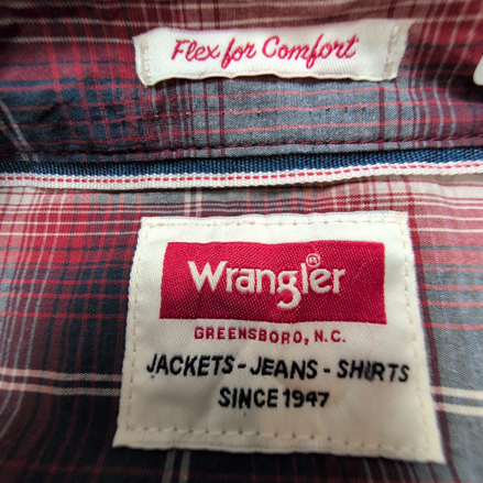 Chemise Wrangler Comfort Flex Stretch à Carreaux Bleu Blanc Rouge Taille M