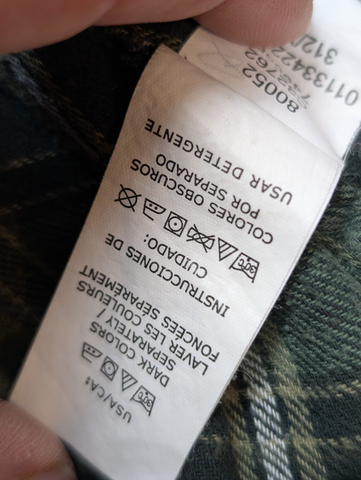 🐻 CHEMISE FLANELLE CHAPS XL (TG) CARREAUX VERT KAKI NOIR LOGO BRODÉ