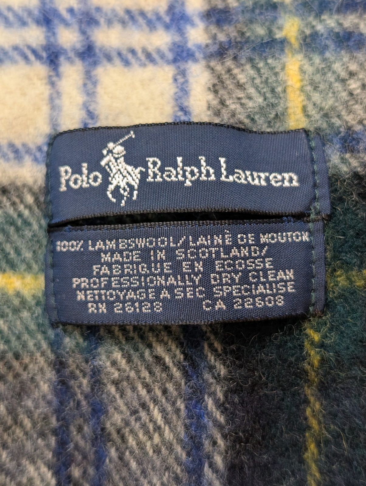 Écharpe Polo Ralph Lauren Tartan 100% Laine Lambswool Made in Scotland