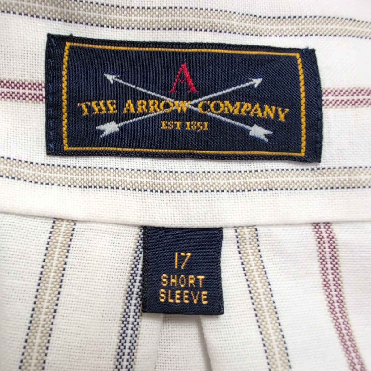 Chemise Arrow Made in USA XL Oxford Blanc Rayures manches courtes