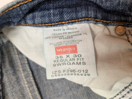 Jean Wrangler Homme Vintage Bleu W35 L29 Denim Épais Stretch Robuste Confort