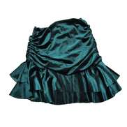 Mini Jupe Femme Vero Moda Velours Lisse Vert Volants Made in Italy Neuve