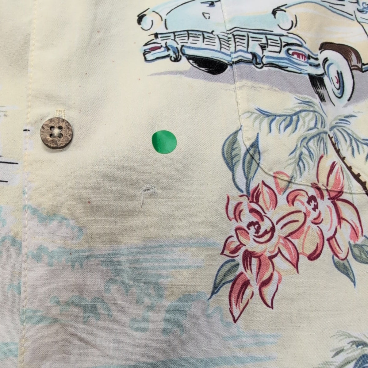 Chemise Hawaïenne Bluewater Beige Surf Palmiers Voitures Taille XXL