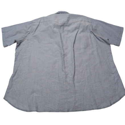 Chemise Wrangler cowboy western bleu uni manches courtes taille XXL 2 poches