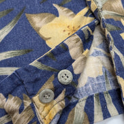 Chemise Hawaïenne Tuckahoe Joe Lin & Rayon Bleu Motif Floral Jaune - Taille L