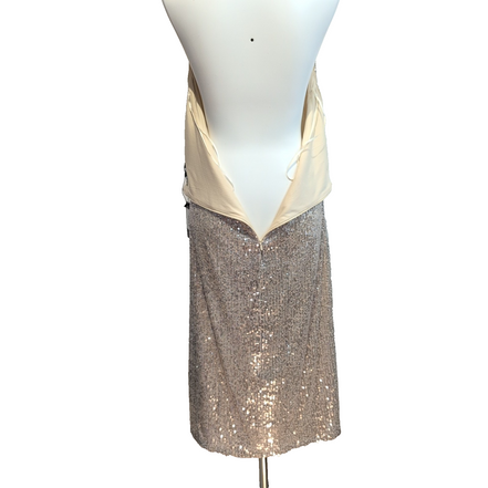 Robe Soirée Finding Friday T44 Argent Pailletée Dos Nu Neuve Étiquette