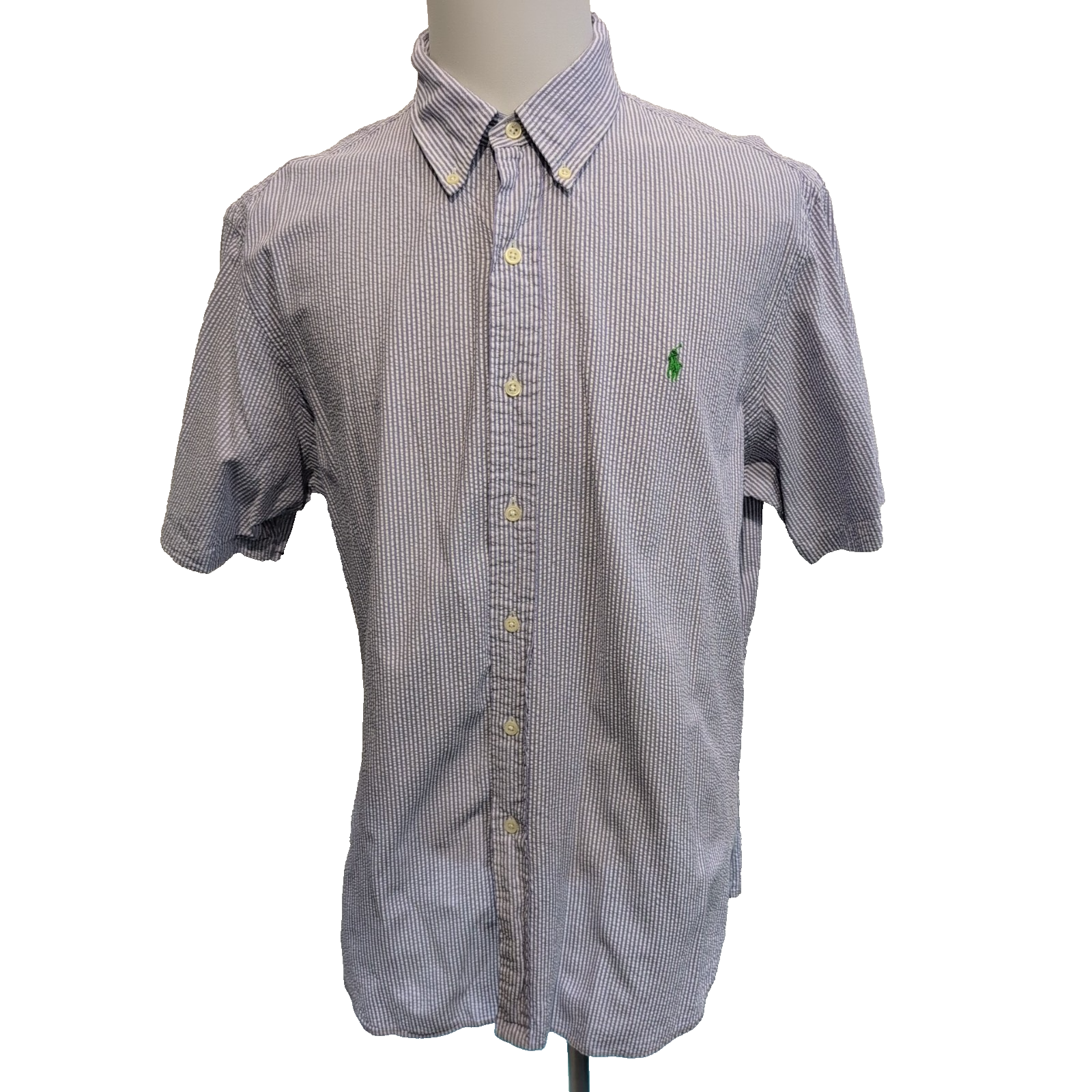 Chemise Ralph Lauren XL Lilas Rayures Gaufrée Logo Vert Button Down Shirt